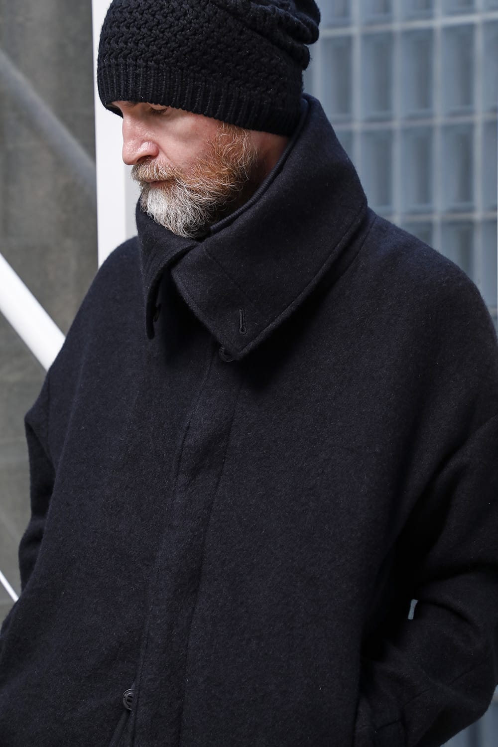 High neck jacket brushed cashgora