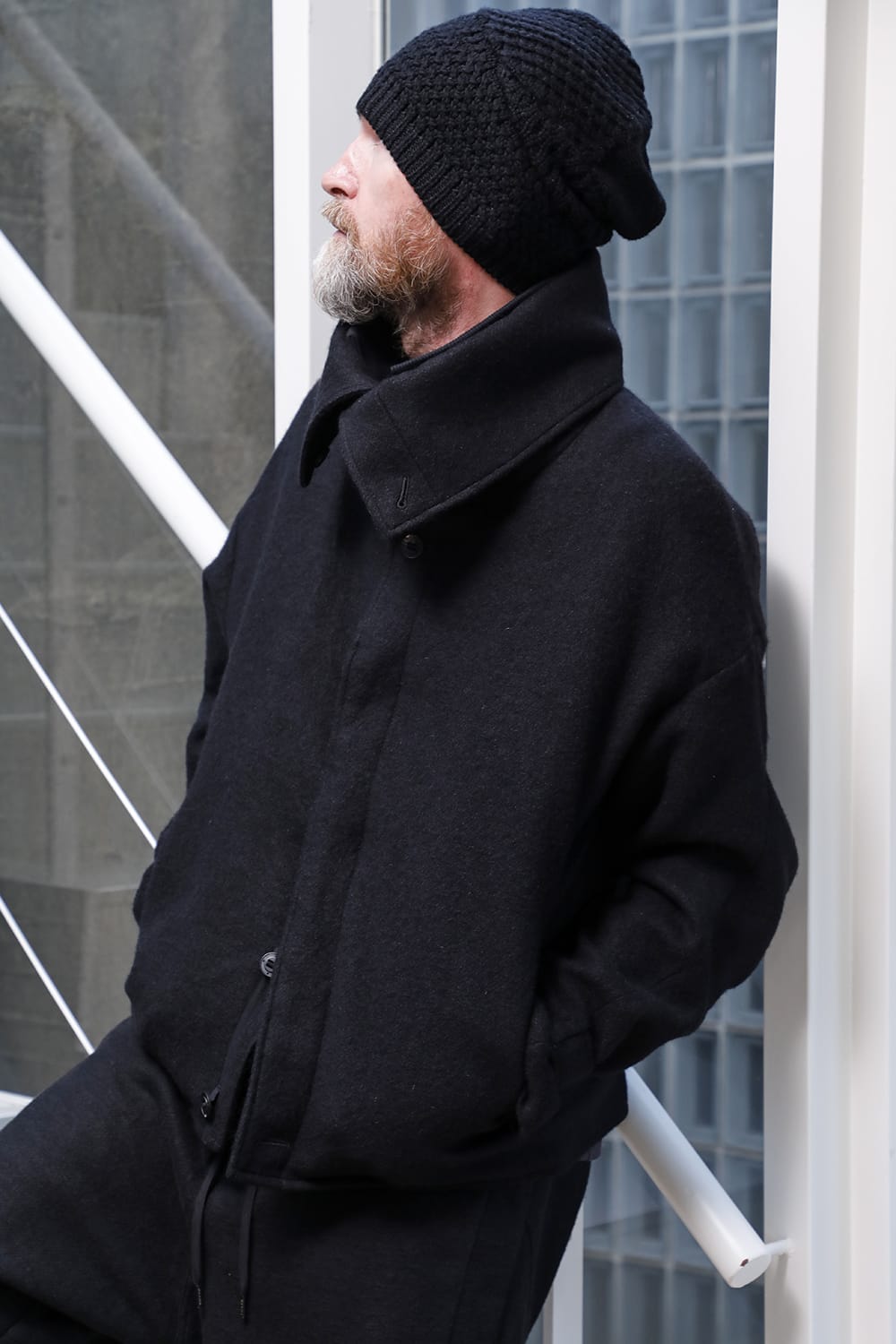 High neck jacket brushed cashgora