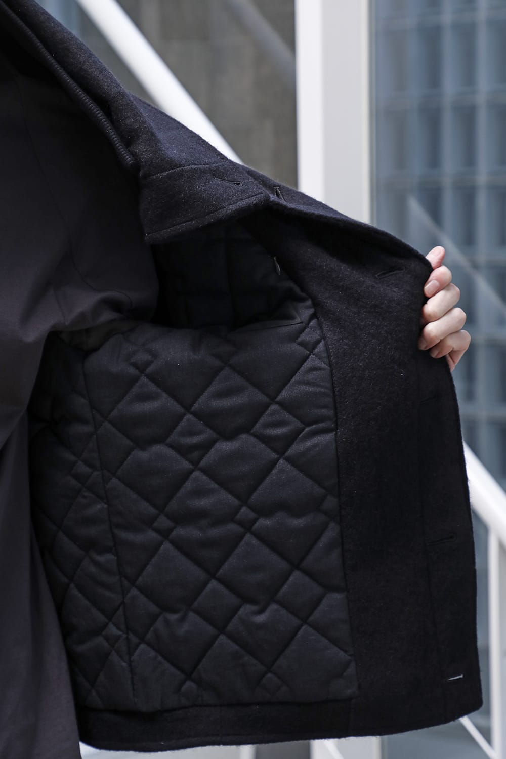 High neck jacket brushed cashgora