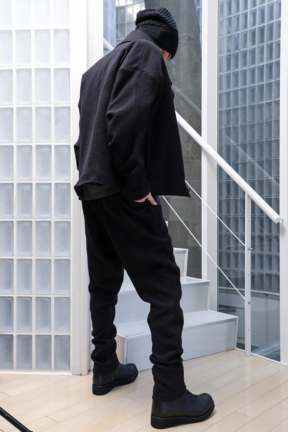 High neck jacket brushed cashgora