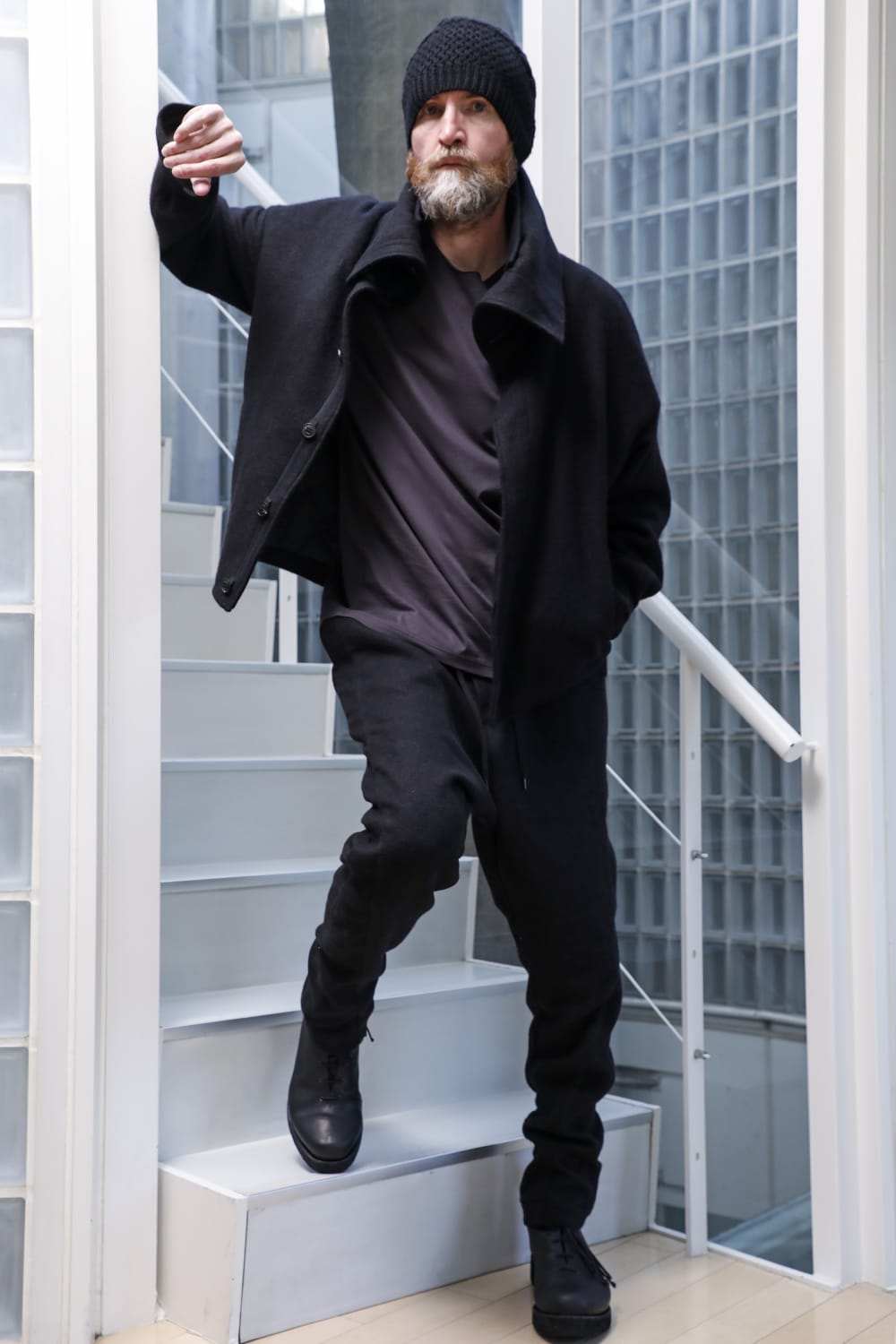 High neck jacket brushed cashgora