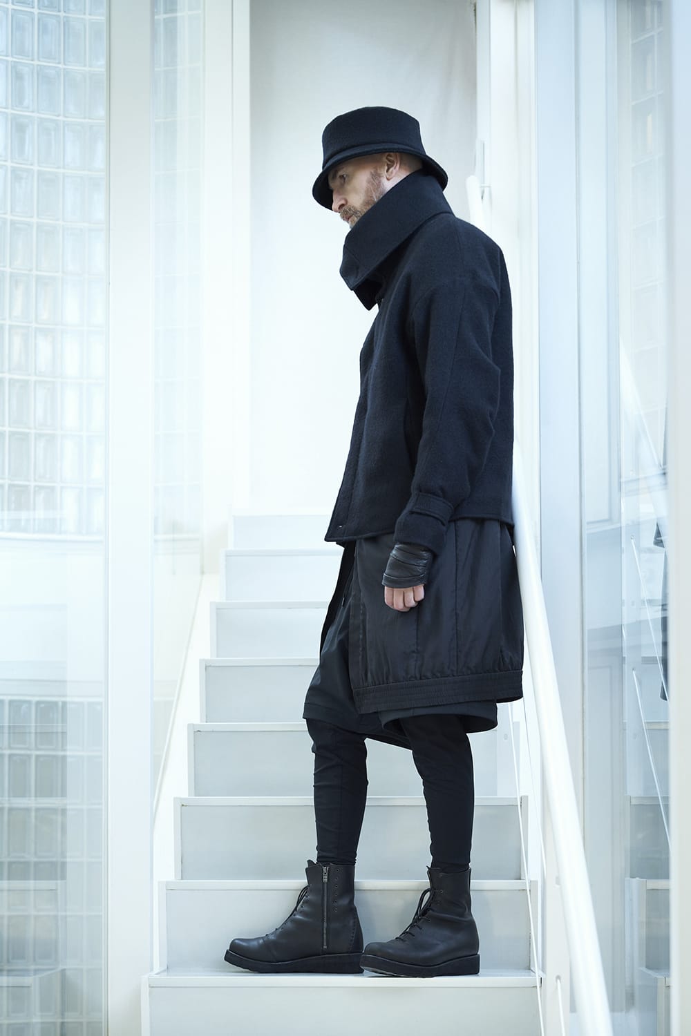 High neck jacket brushed cashgora