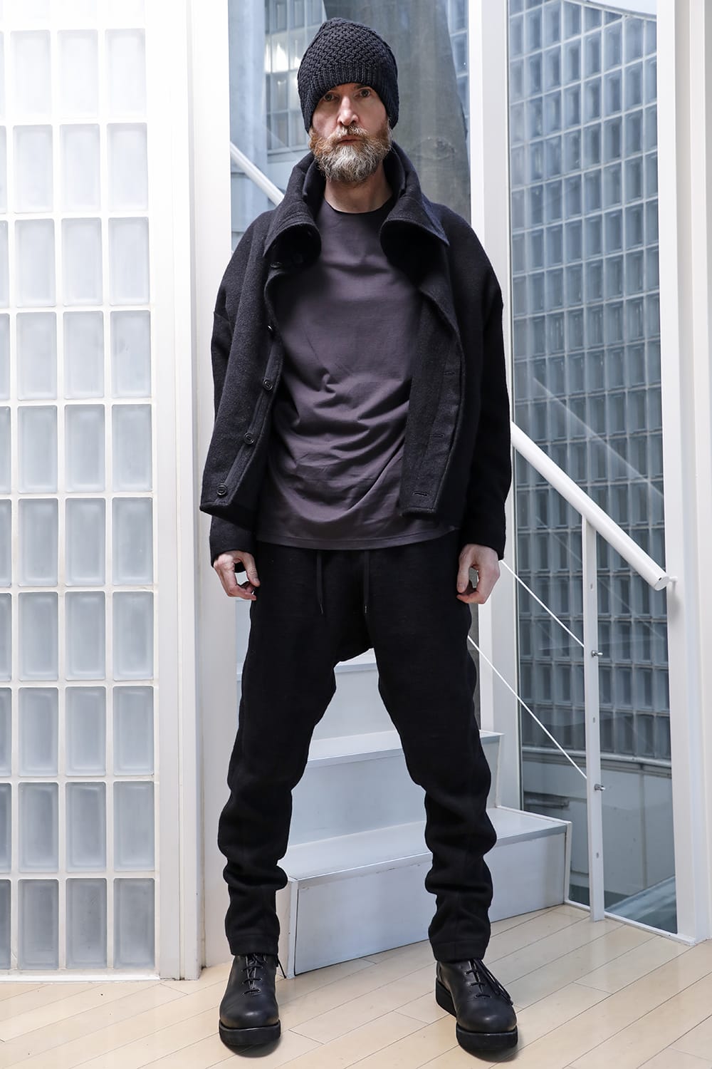 High neck jacket brushed cashgora