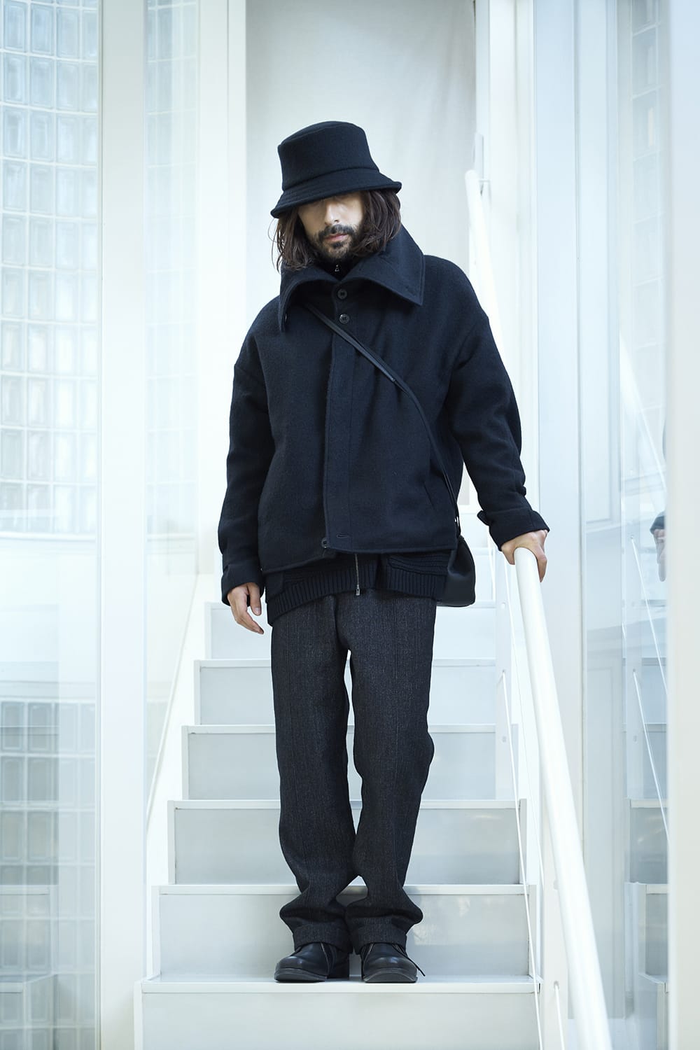 High neck jacket brushed cashgora