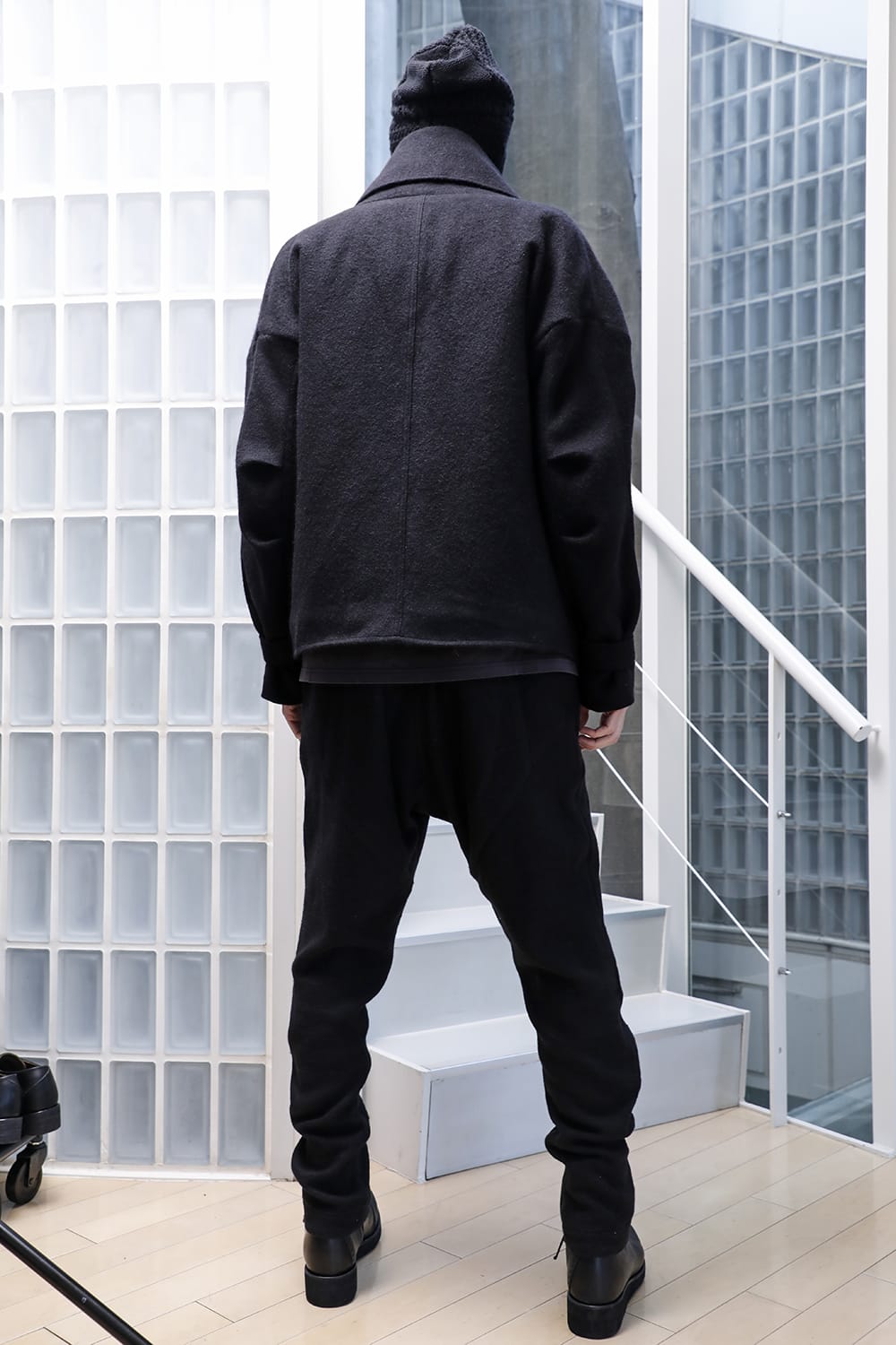 High neck jacket brushed cashgora