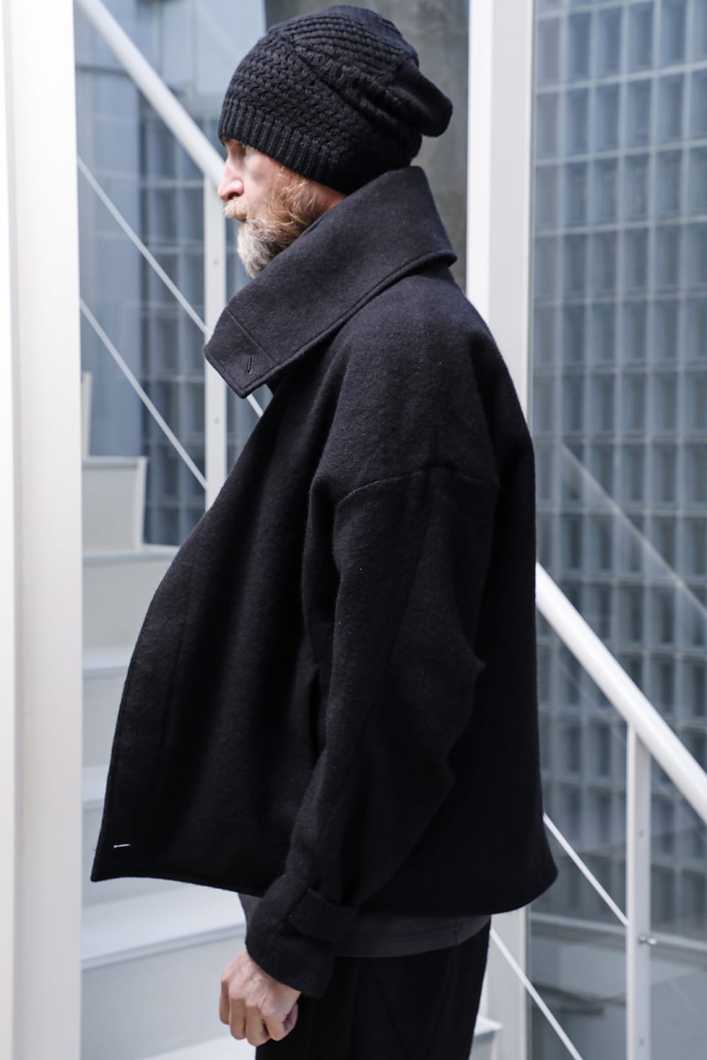 High neck jacket brushed cashgora