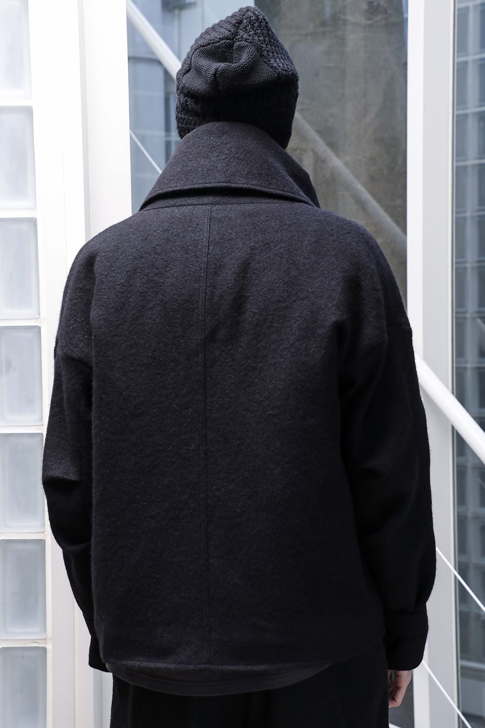 High neck jacket brushed cashgora