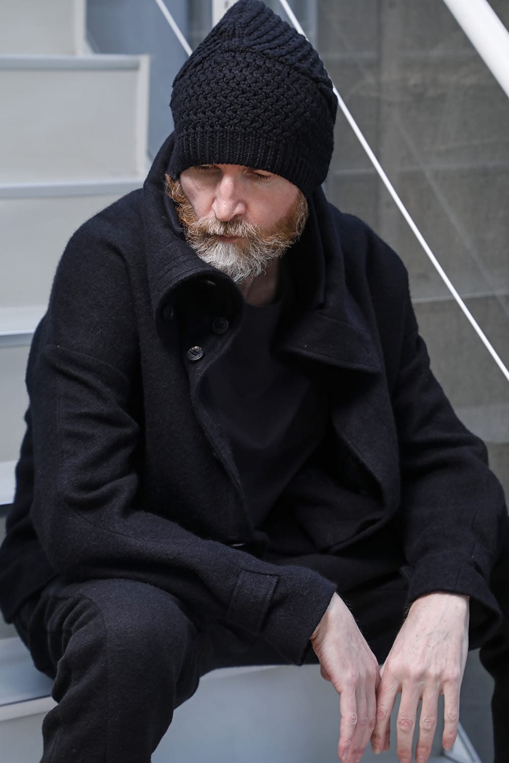 High neck jacket brushed cashgora