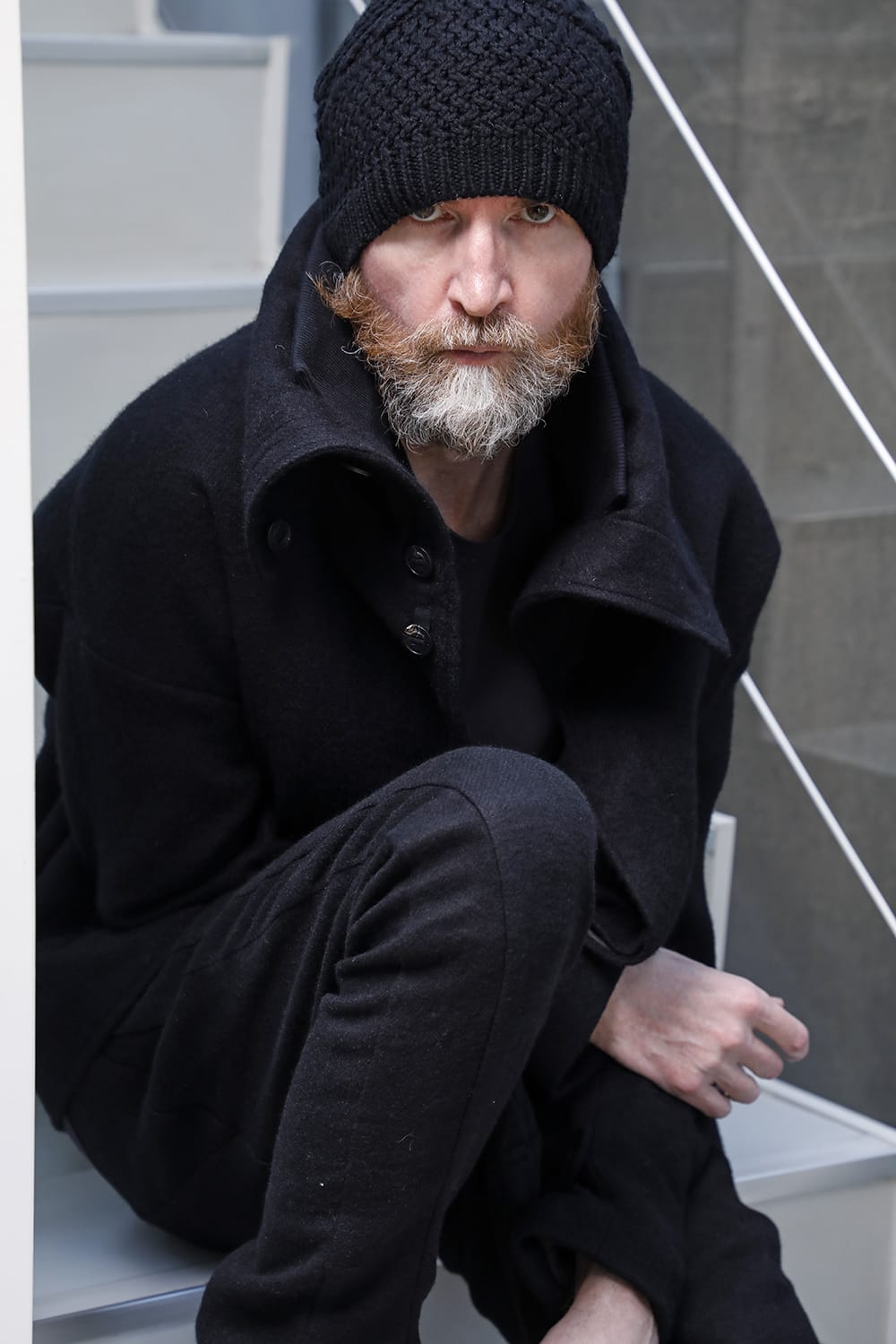 High neck jacket brushed cashgora