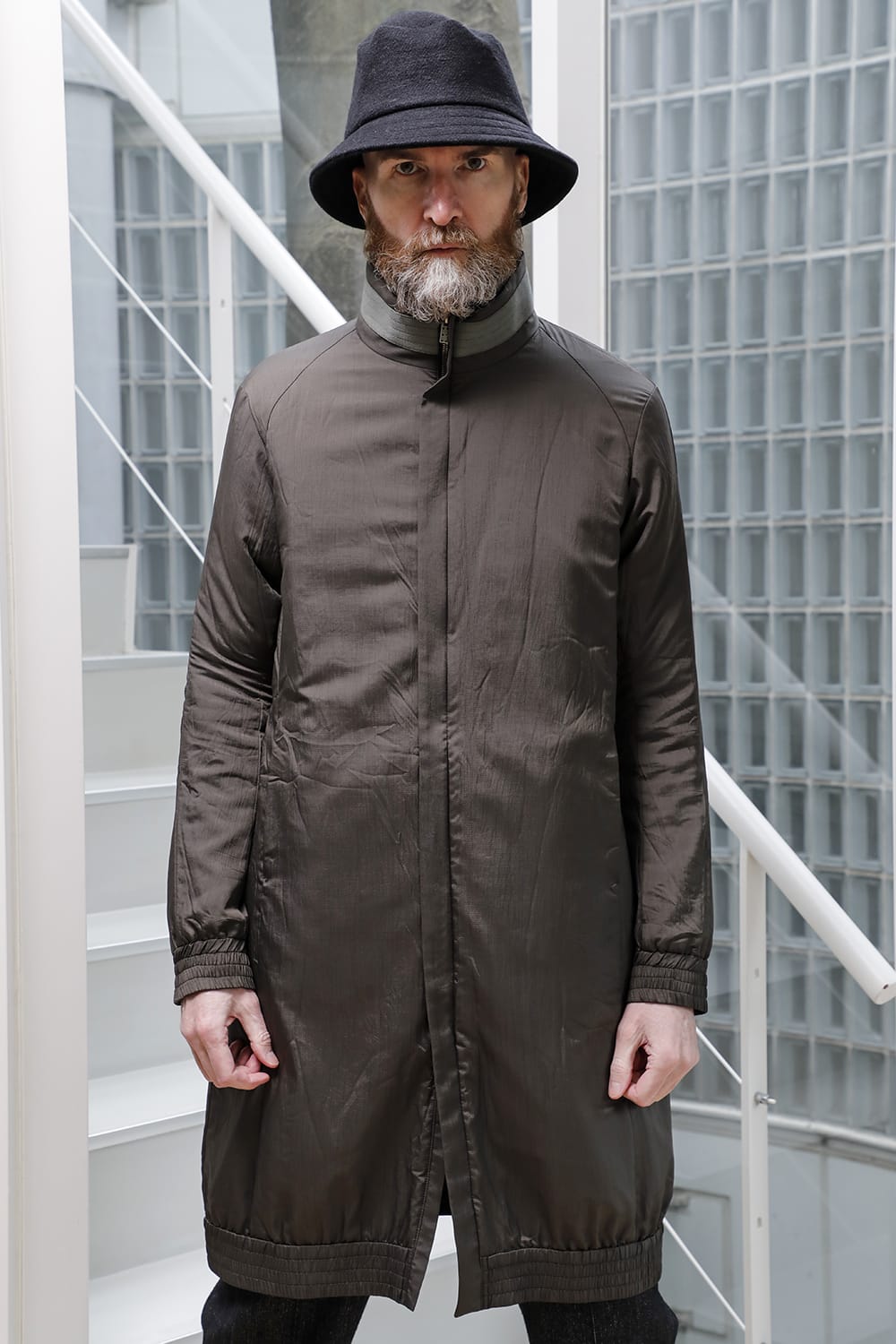 Nylon coat shrink nylon Dark Khaki