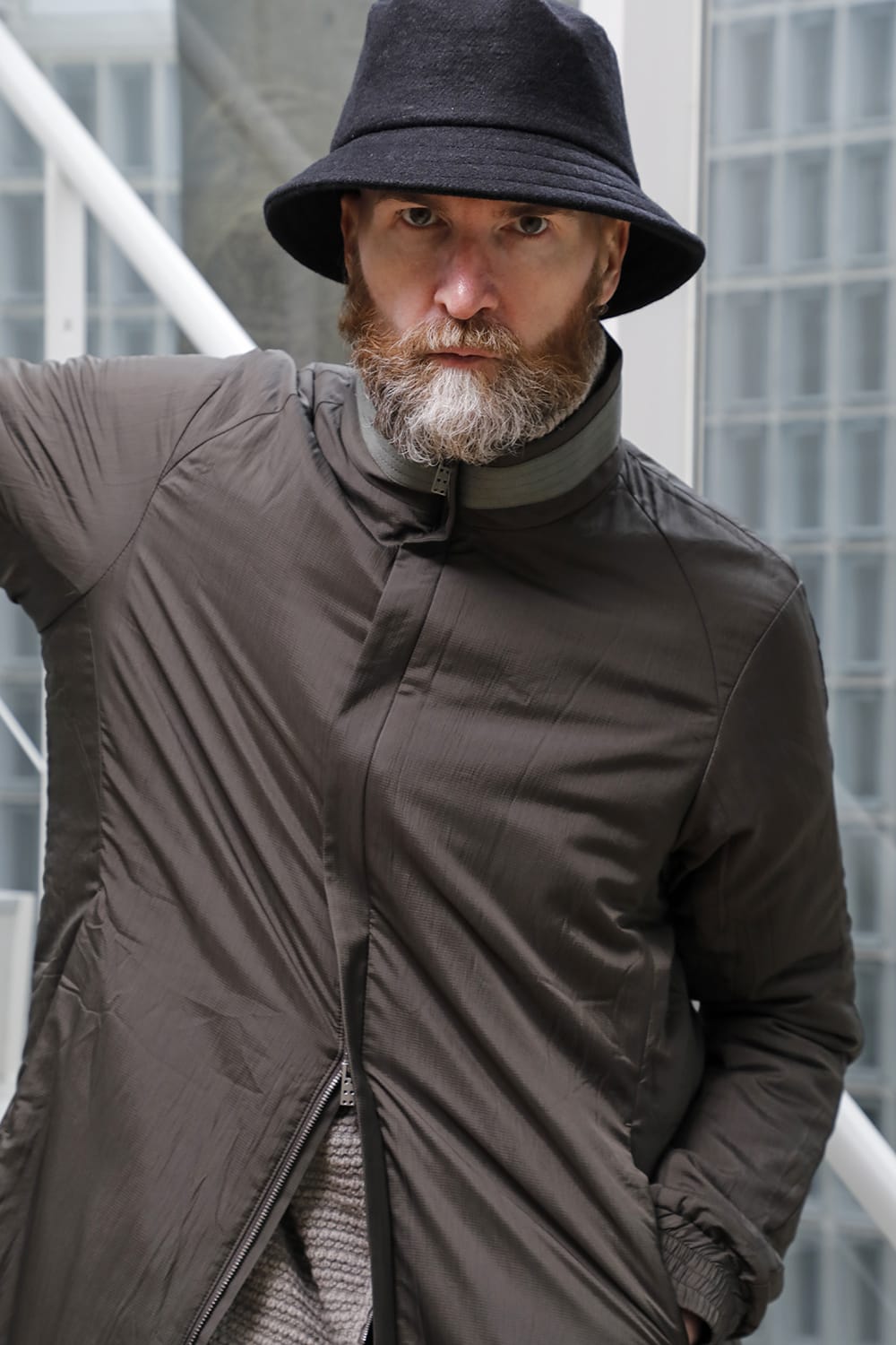 Nylon coat shrink nylon Dark Khaki