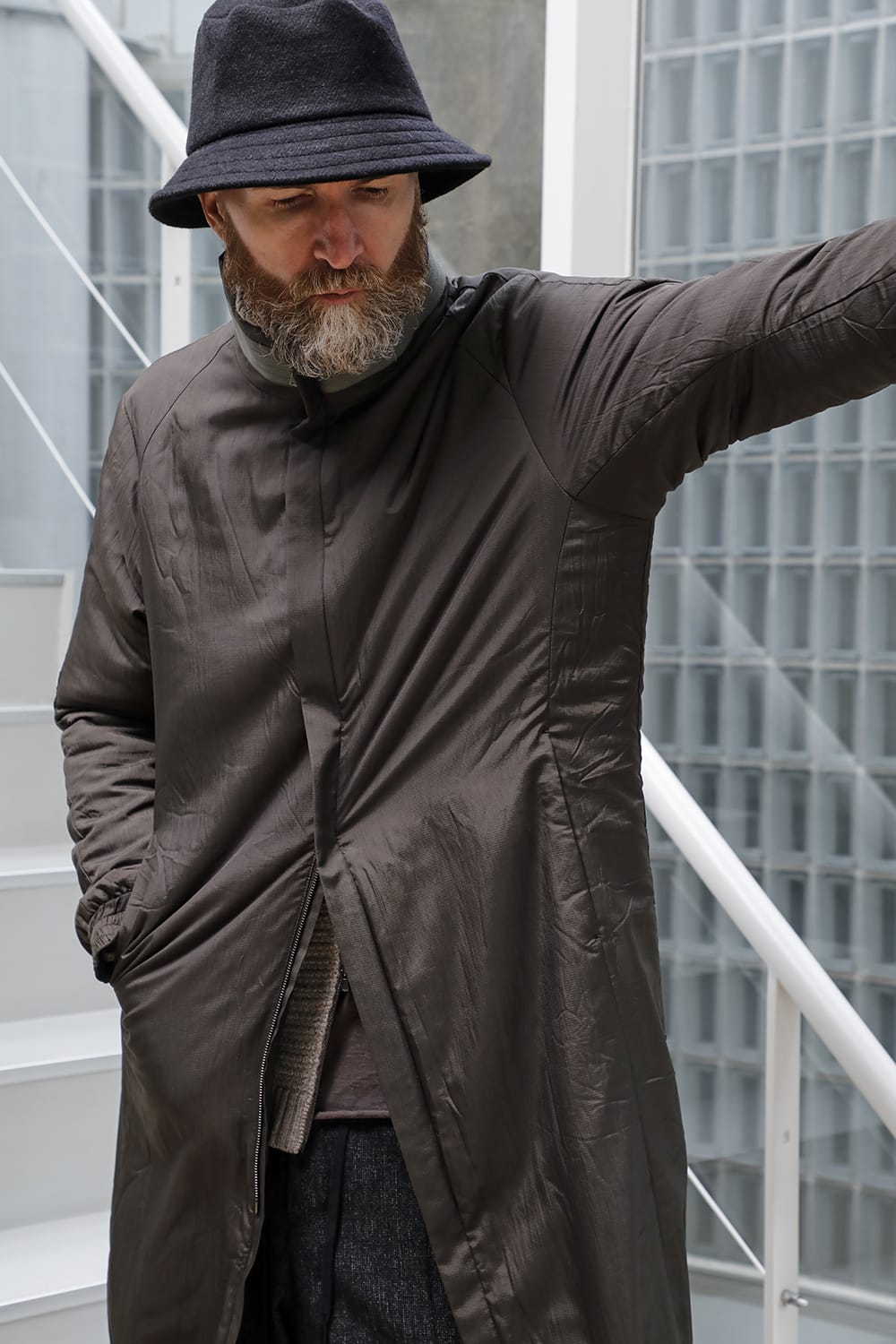 Nylon coat shrink nylon Dark Khaki