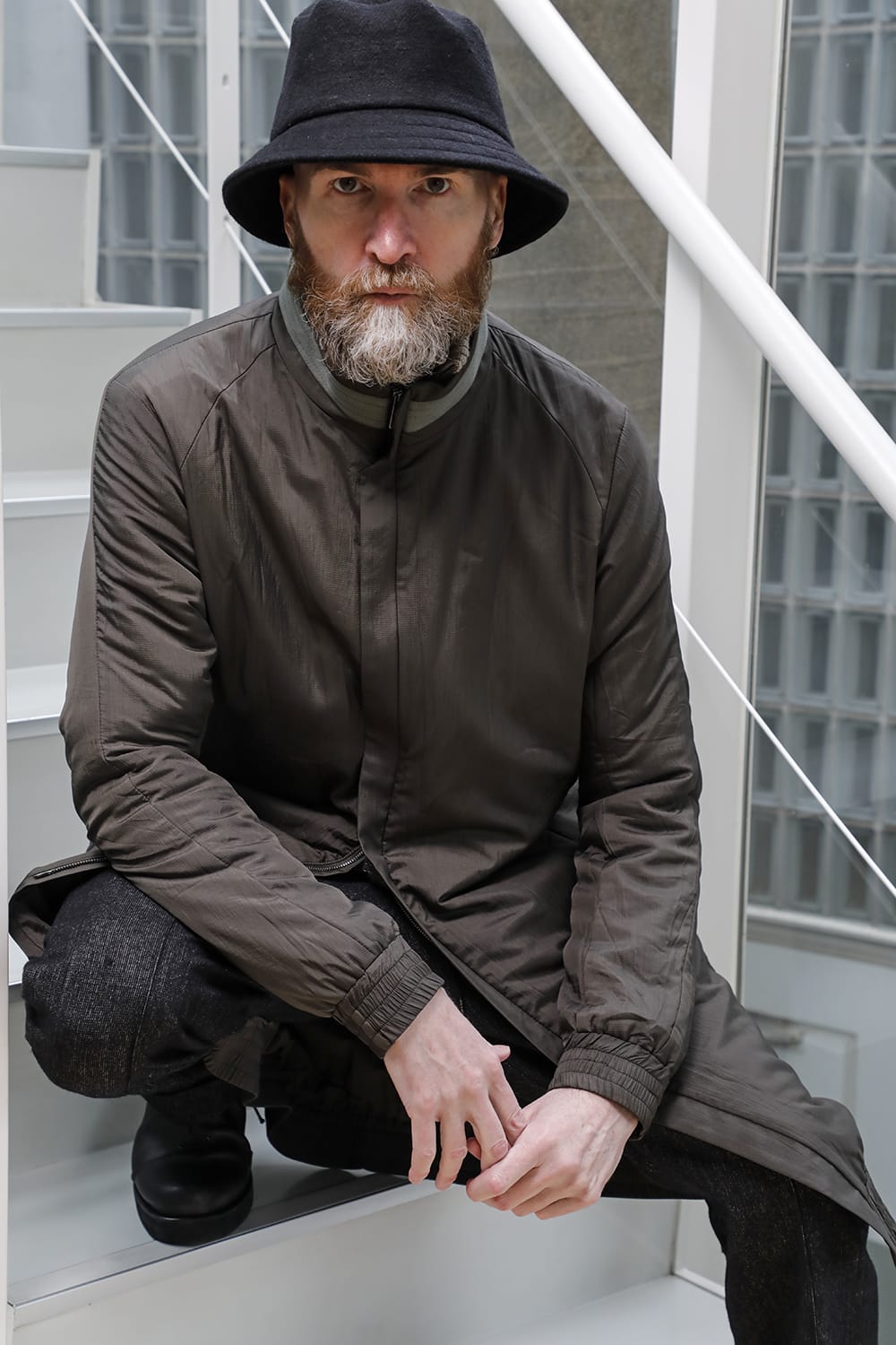 Nylon coat shrink nylon Dark Khaki