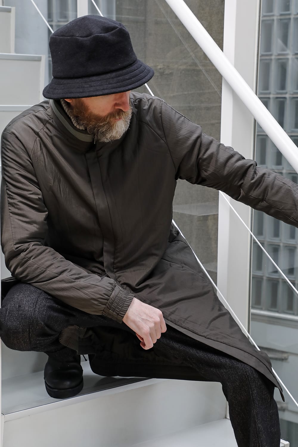 Nylon coat shrink nylon Dark Khaki