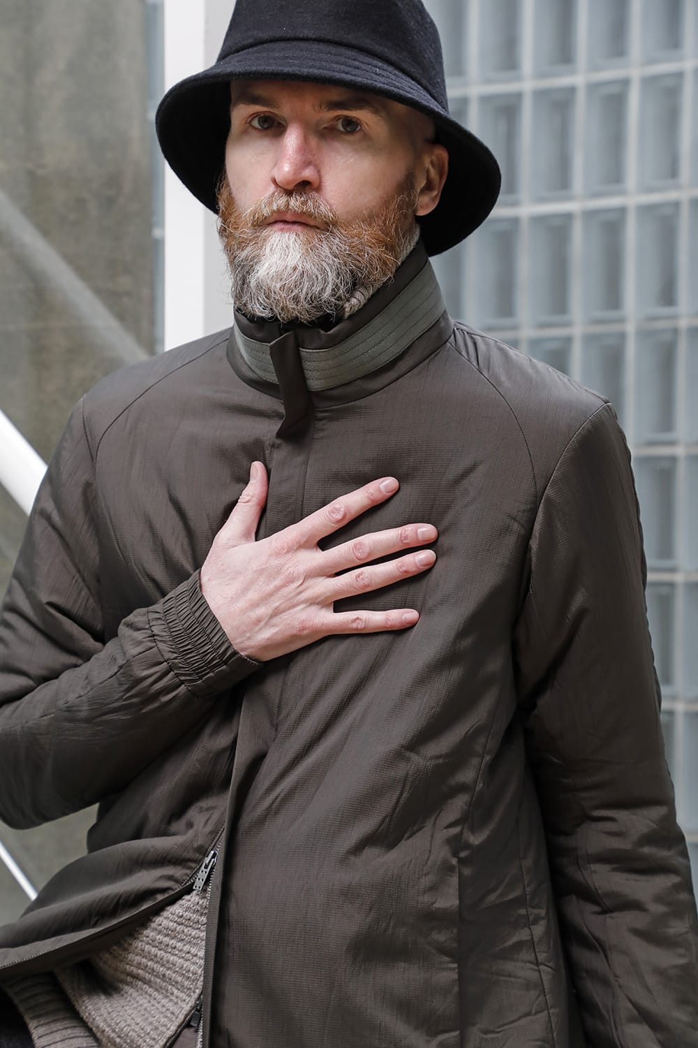 Nylon coat shrink nylon Dark Khaki