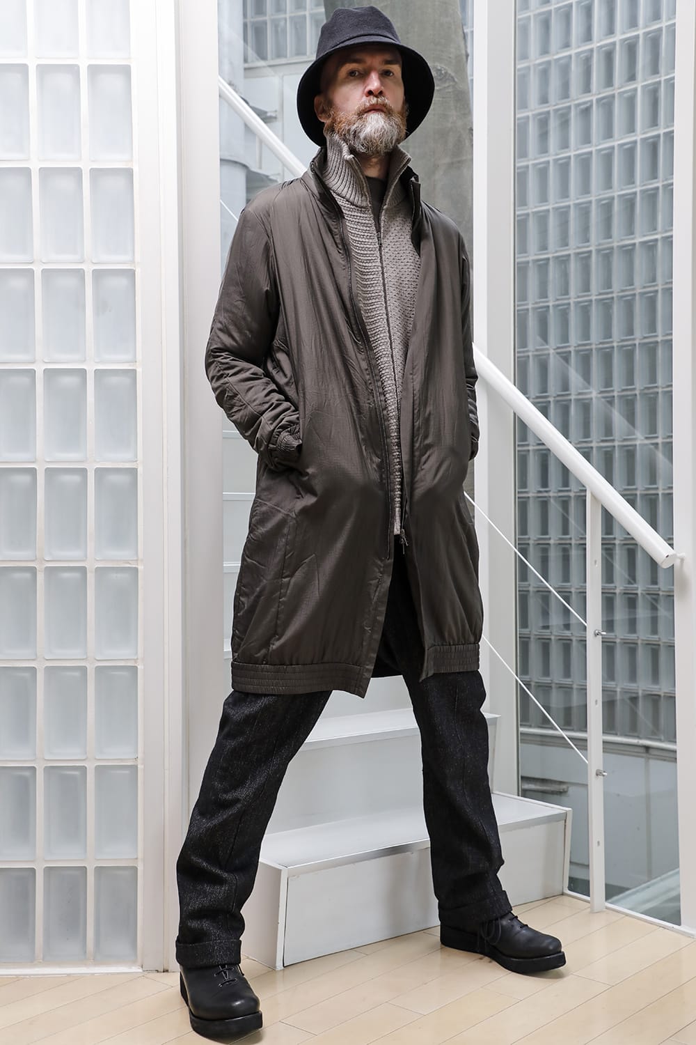 Nylon coat shrink nylon Dark Khaki