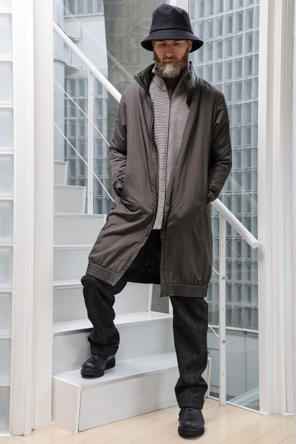 Nylon coat shrink nylon Dark Khaki