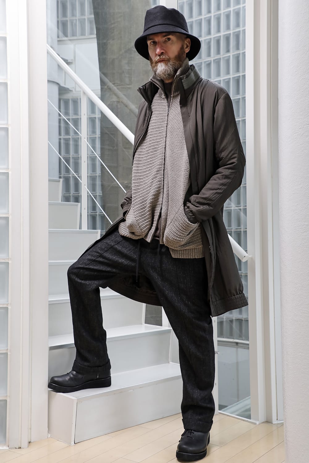 Nylon coat shrink nylon Dark Khaki