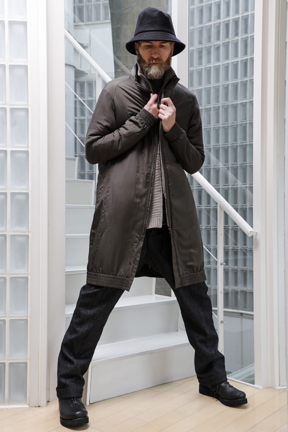 Nylon coat shrink nylon Dark Khaki