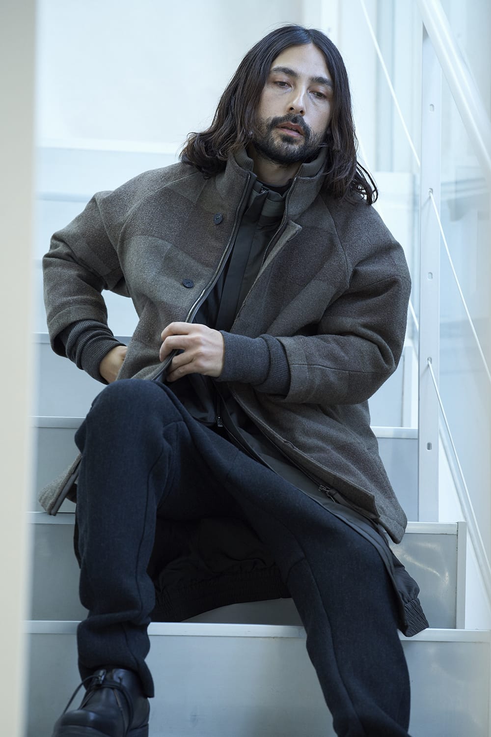 Nylon coat shrink nylon Dark Khaki