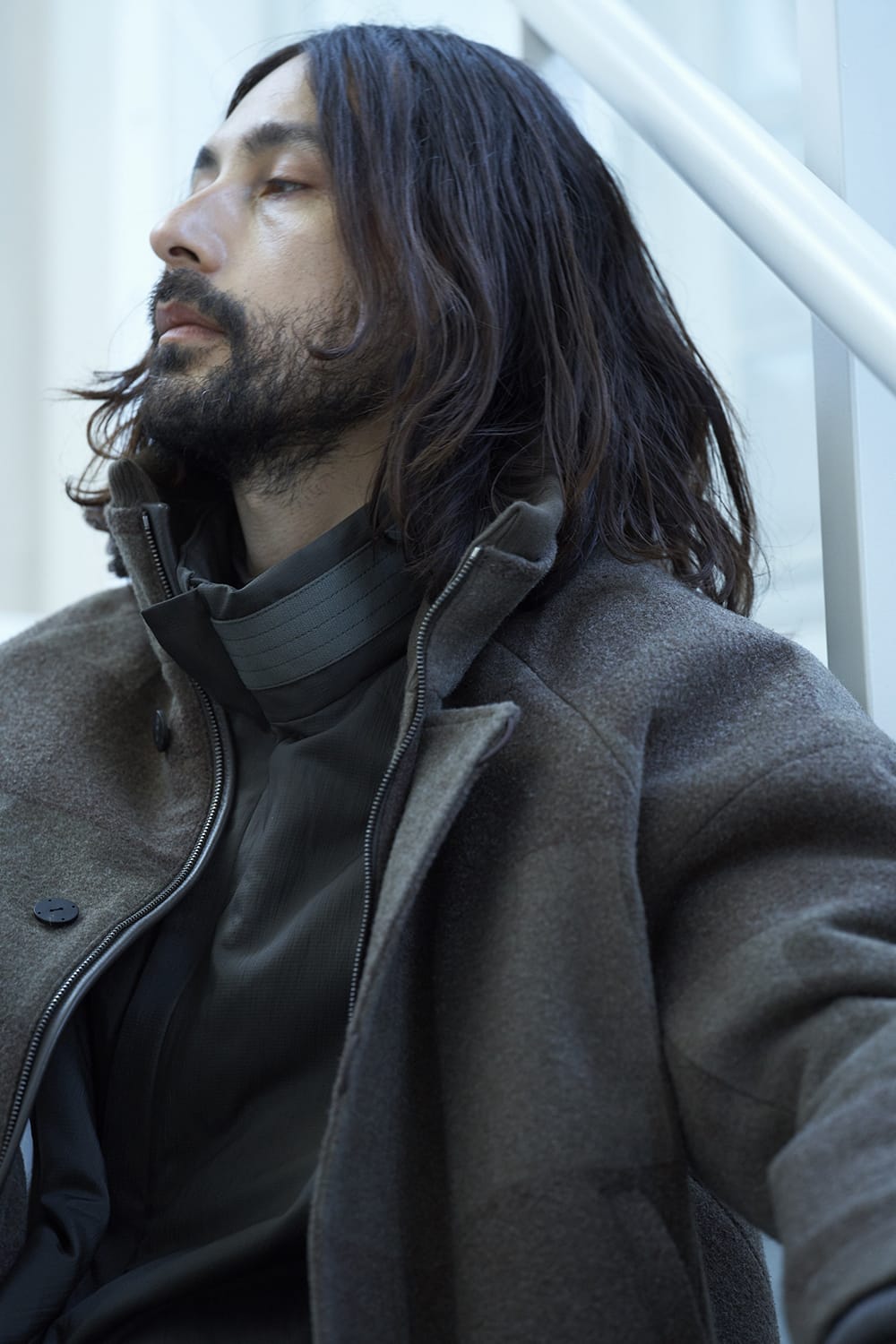 Nylon coat shrink nylon Dark Khaki