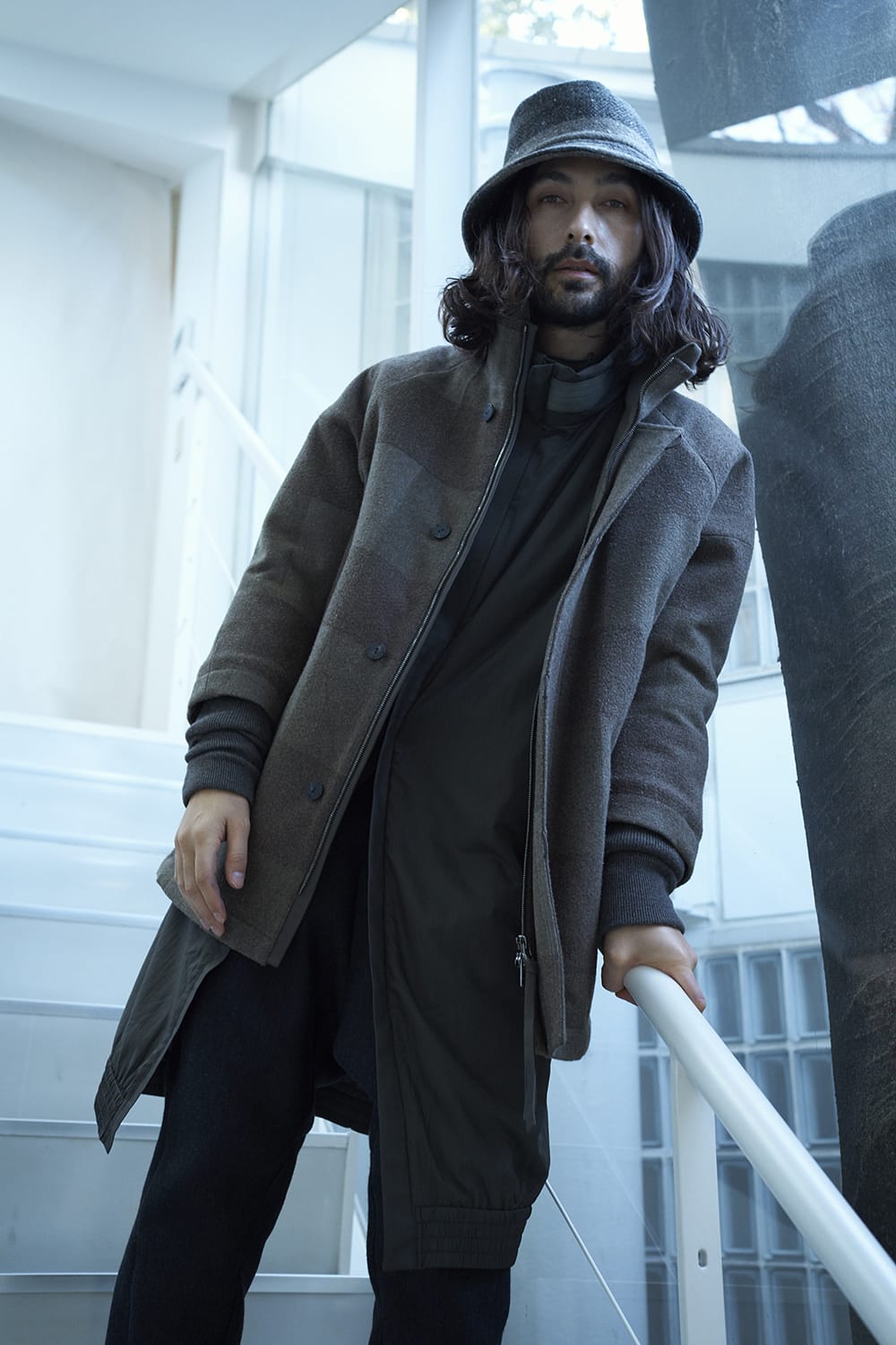 Nylon coat shrink nylon Dark Khaki