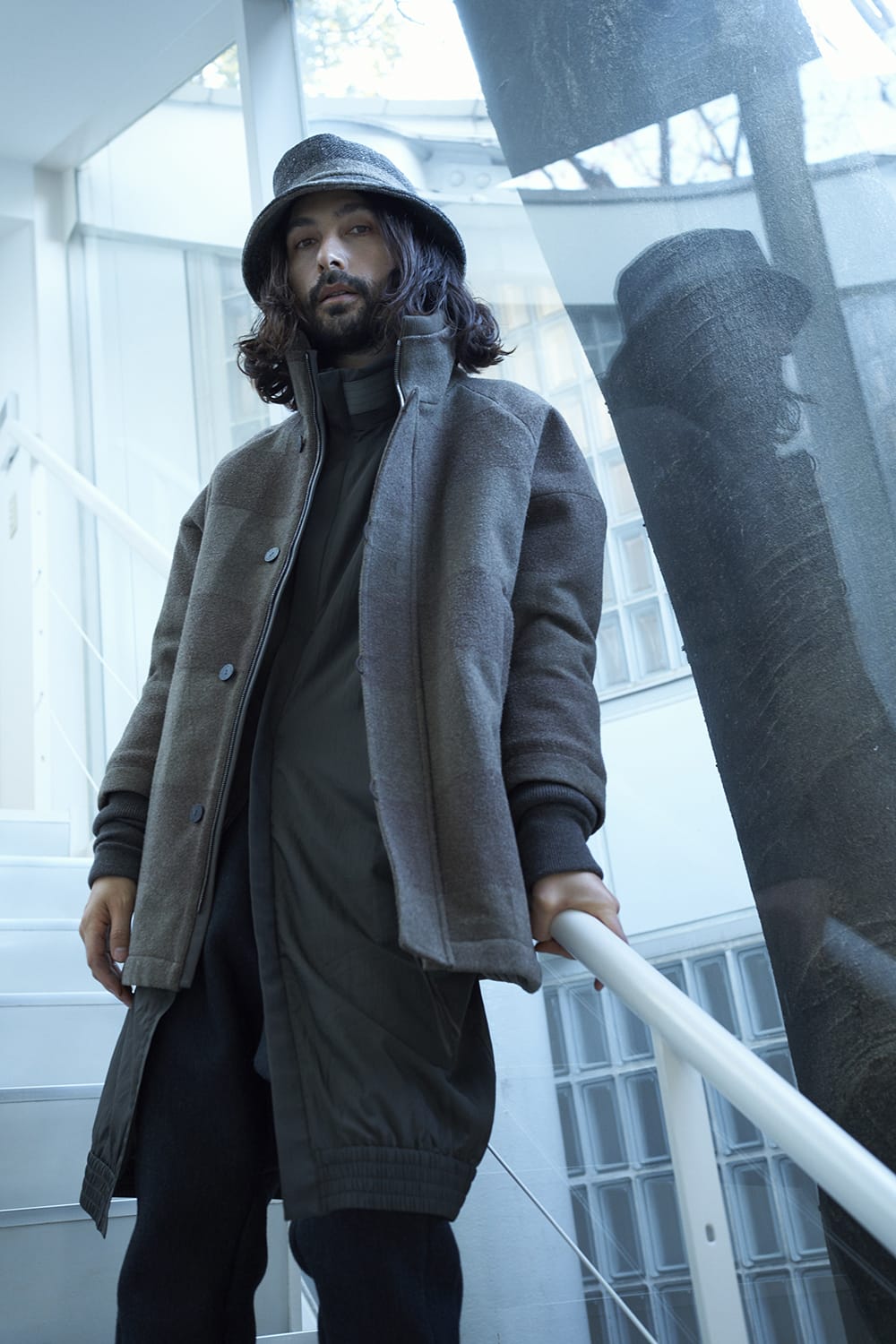 Nylon coat shrink nylon Dark Khaki