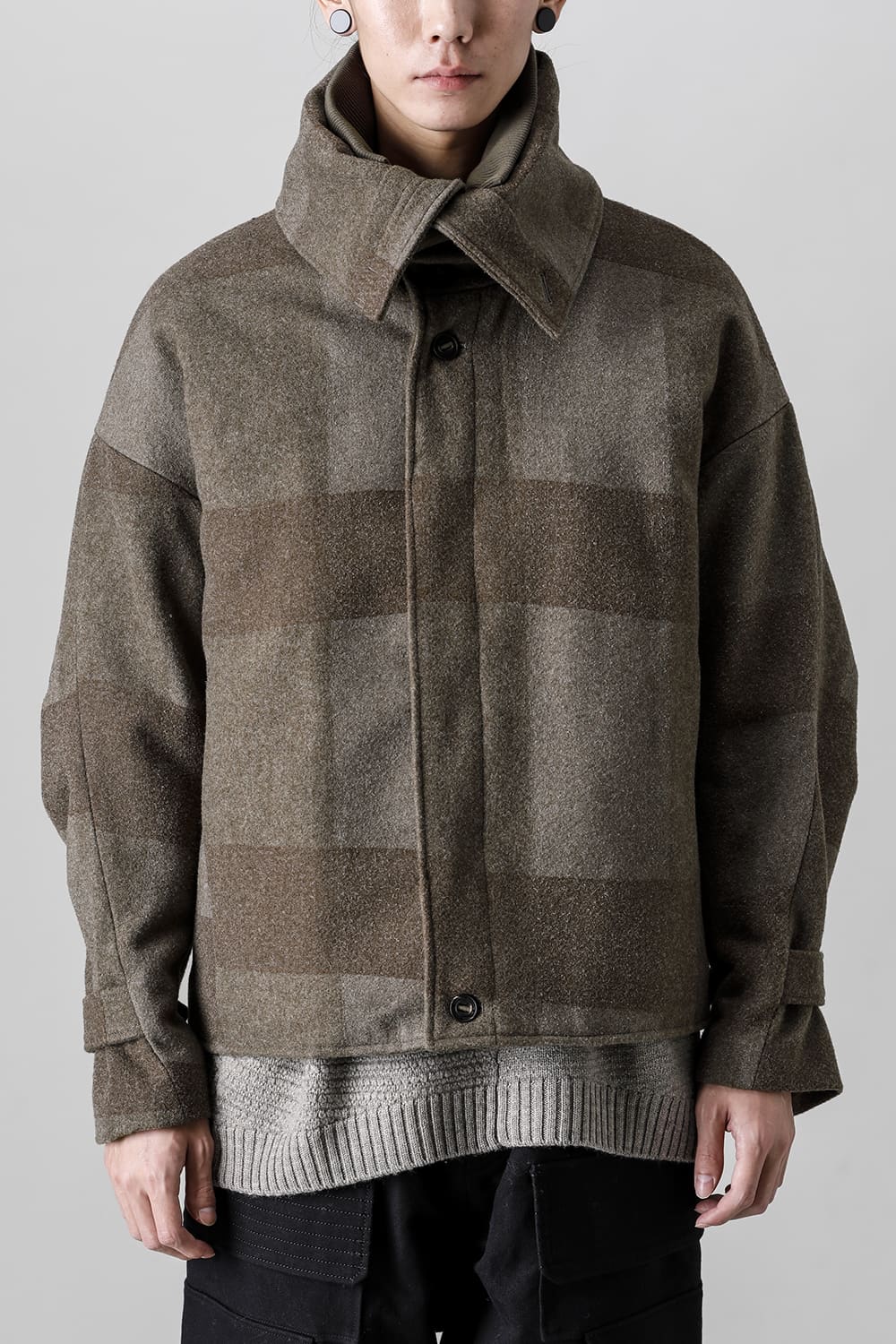 High neck jacket wool needle punch