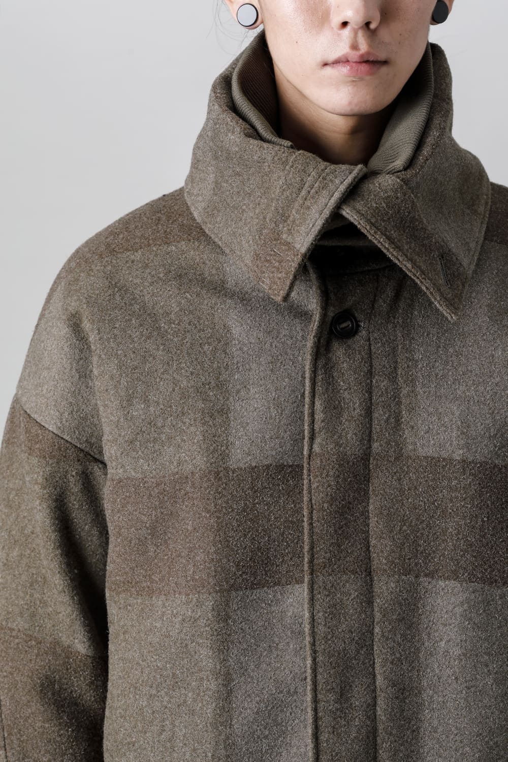 High neck jacket wool needle punch