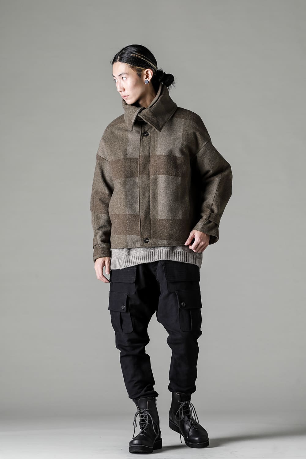 High neck jacket wool needle punch