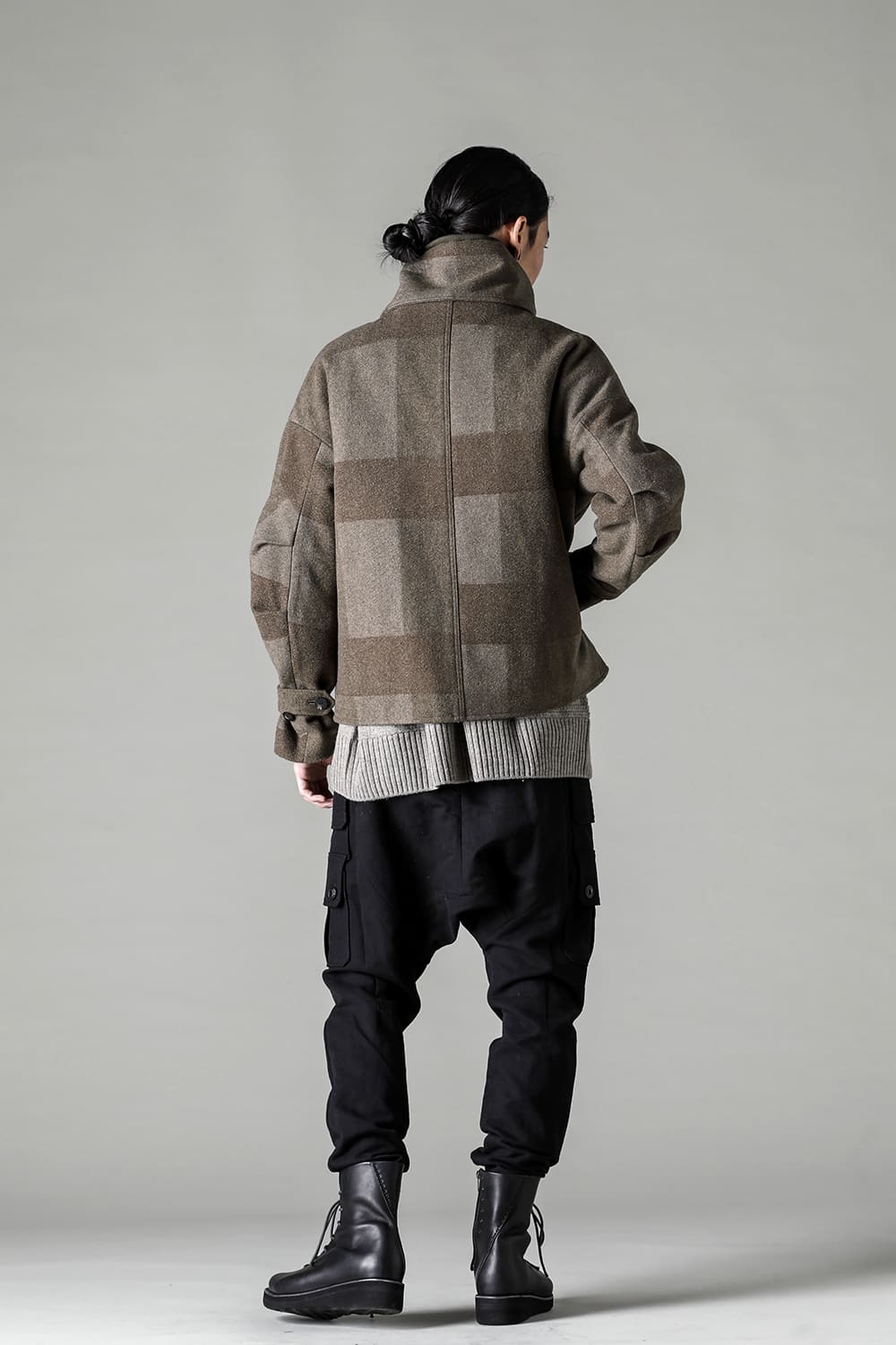 High neck jacket wool needle punch