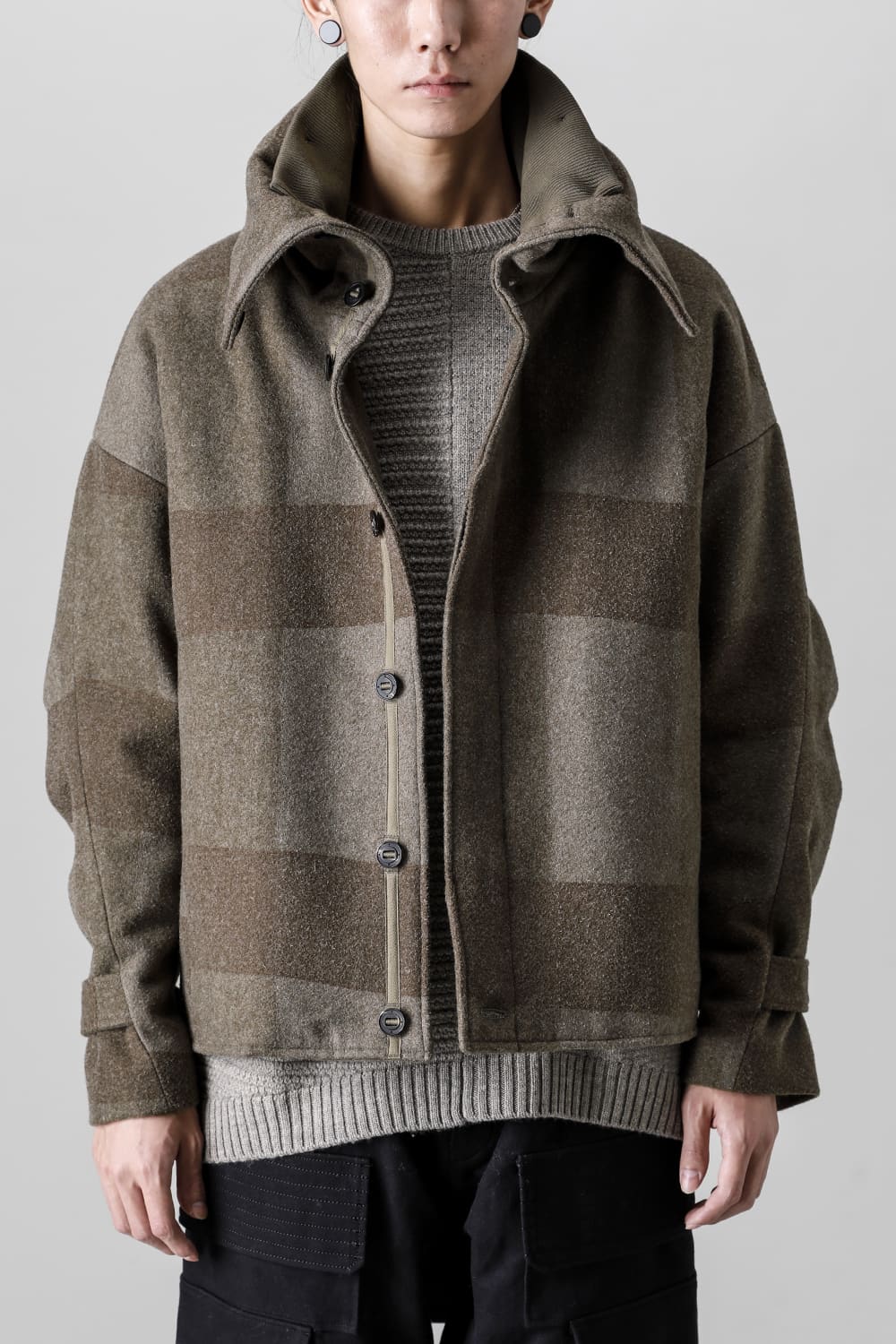 High neck jacket wool needle punch