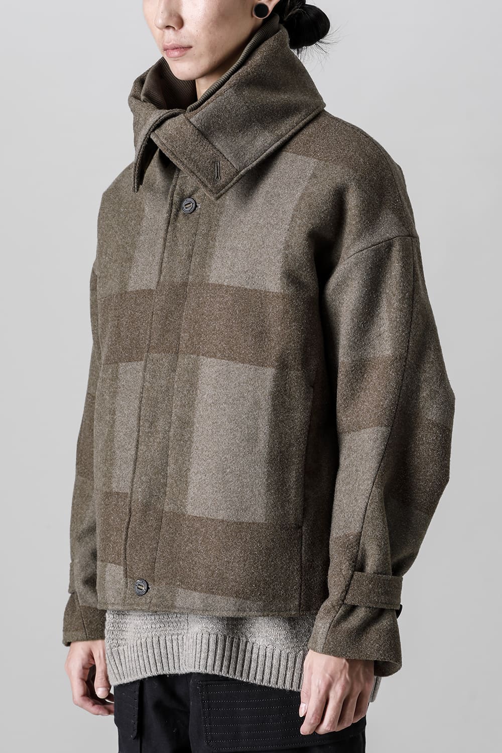 High neck jacket wool needle punch