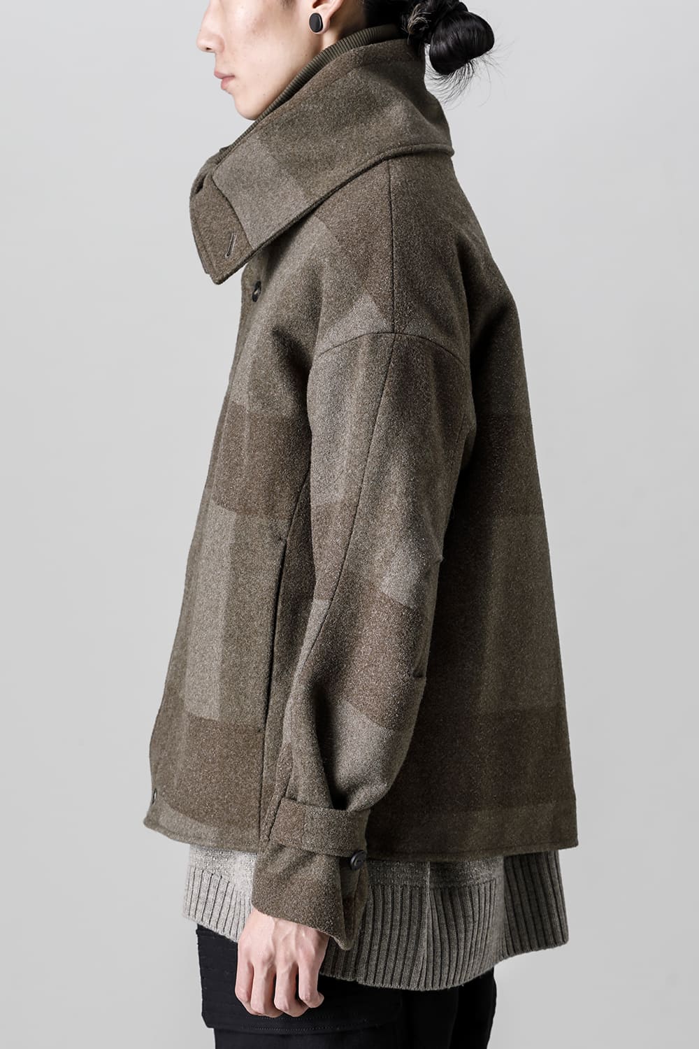 High neck jacket wool needle punch