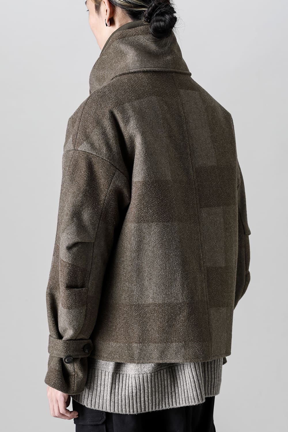 High neck jacket wool needle punch