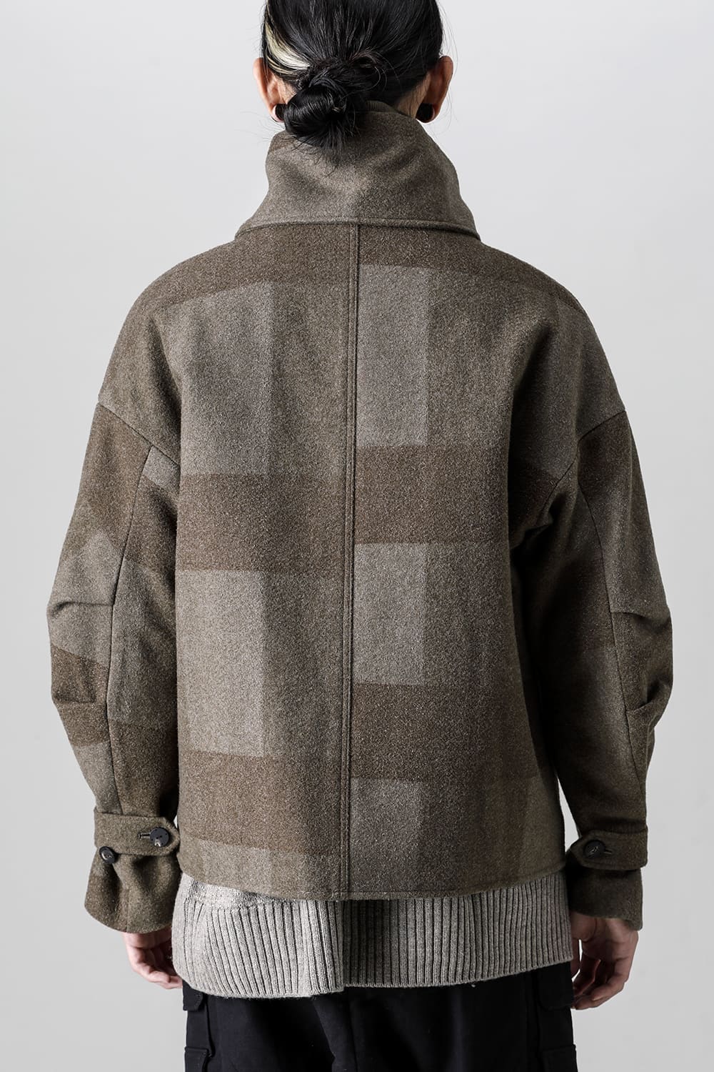 High neck jacket wool needle punch