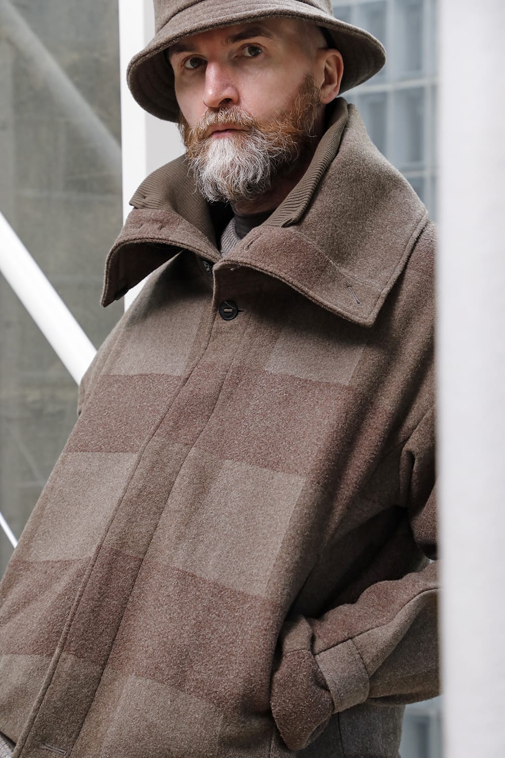 High neck jacket wool needle punch