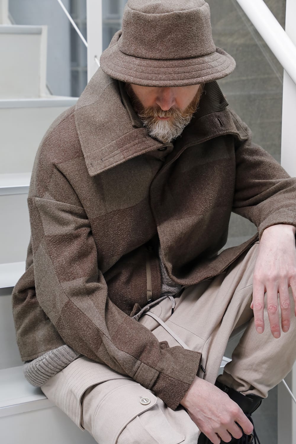 High neck jacket wool needle punch