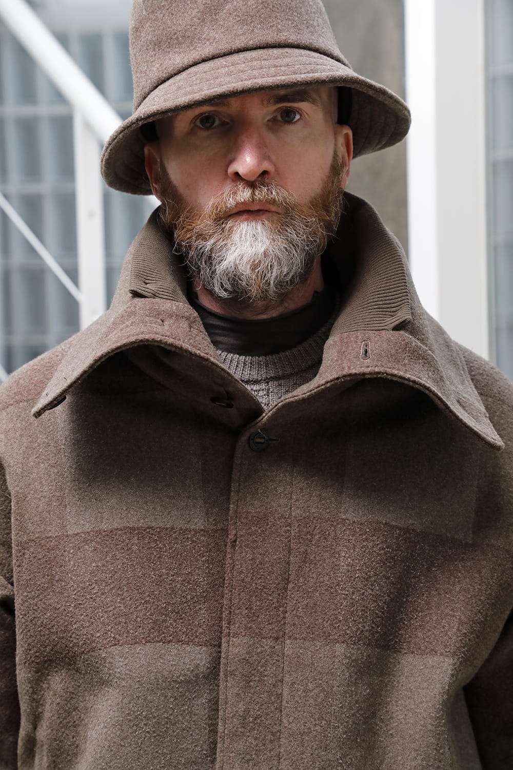 High neck jacket wool needle punch