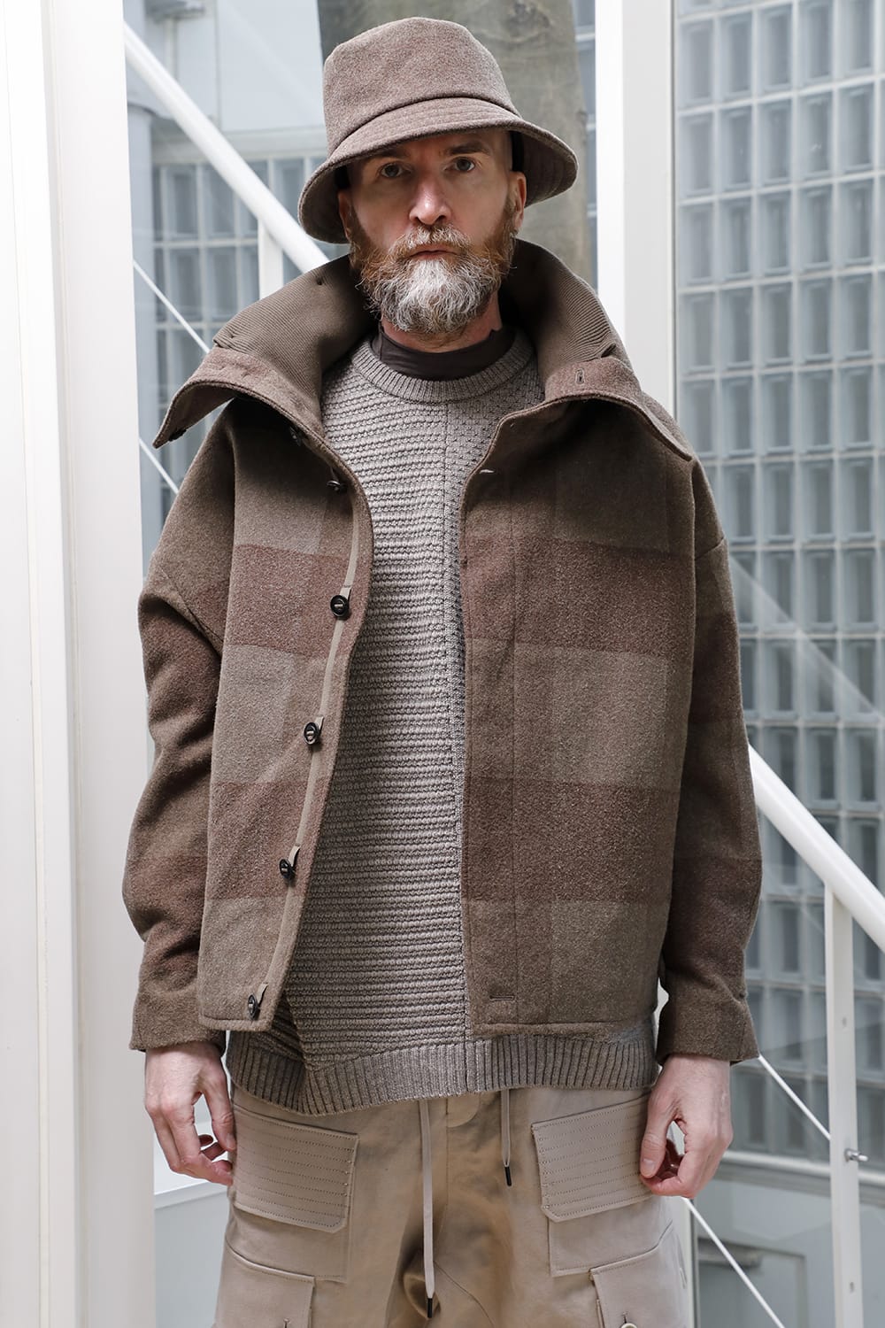 High neck jacket wool needle punch