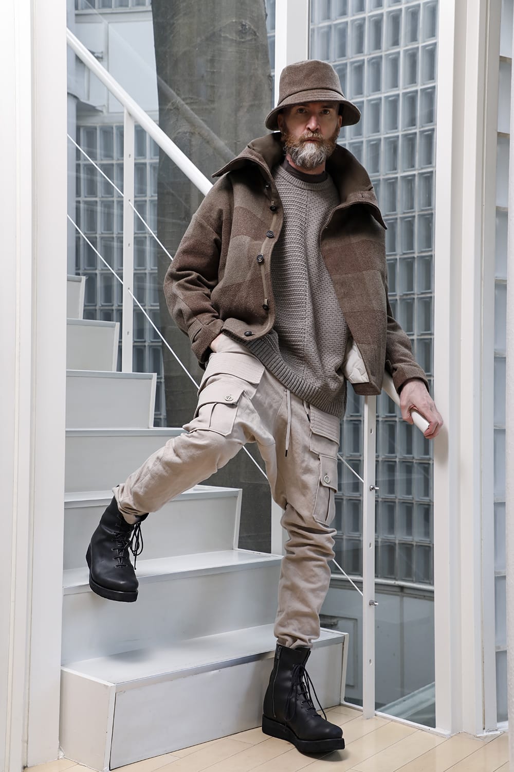 High neck jacket wool needle punch