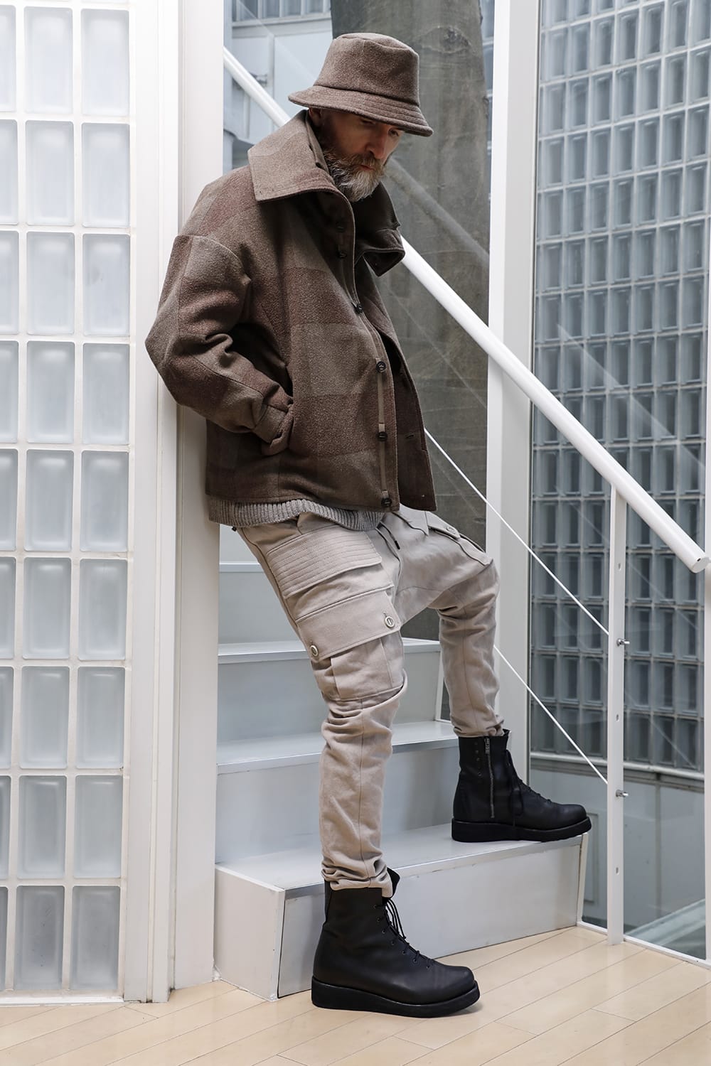 High neck jacket wool needle punch