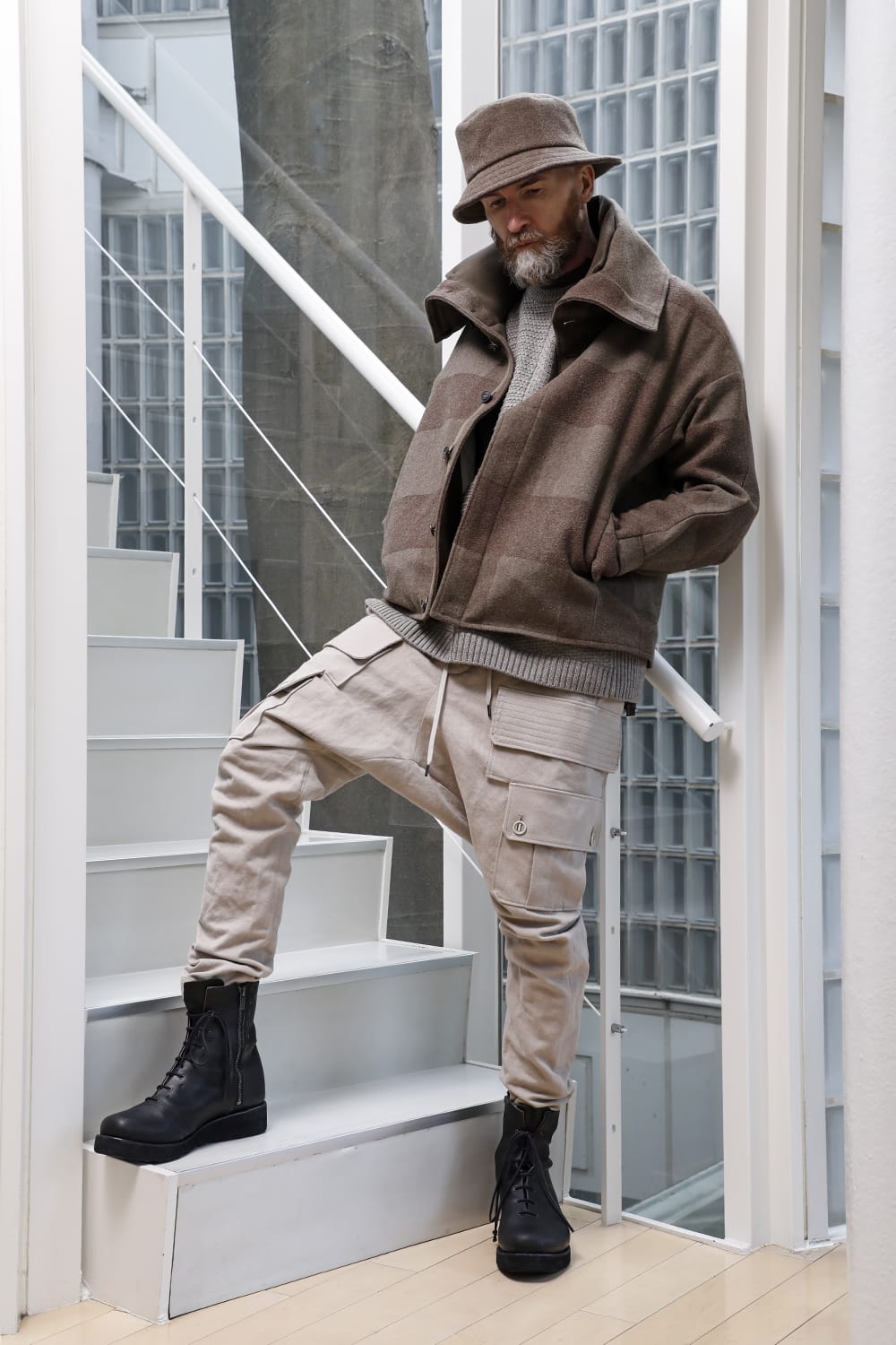 High neck jacket wool needle punch