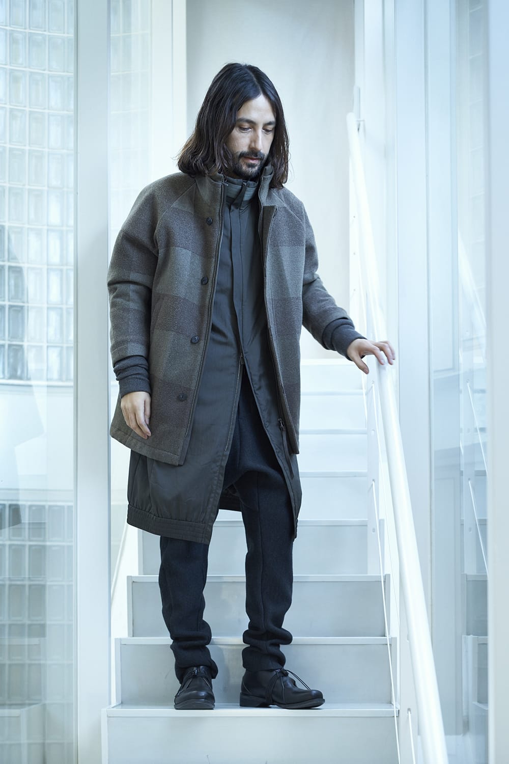 High neck jacket wool needle punch