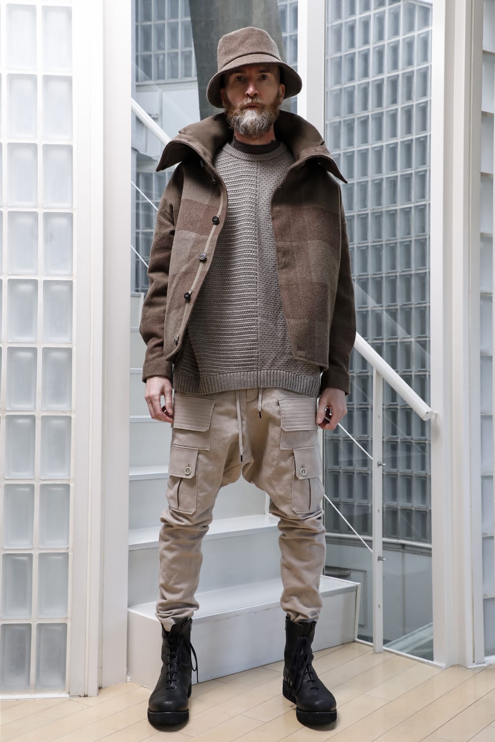 High neck jacket wool needle punch