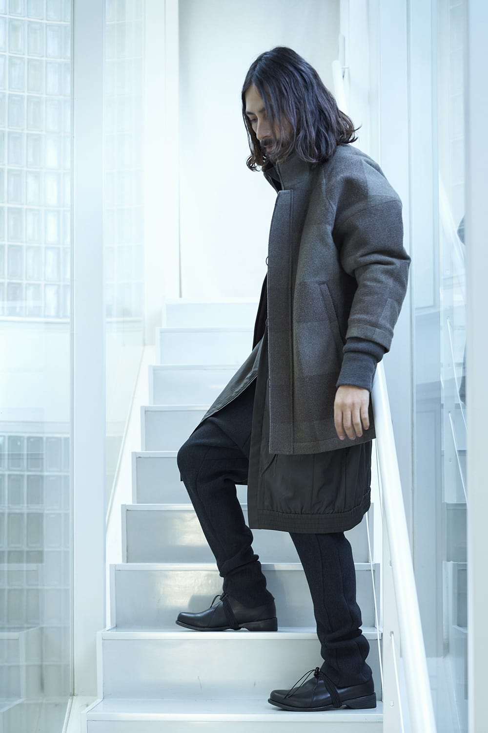 High neck jacket wool needle punch