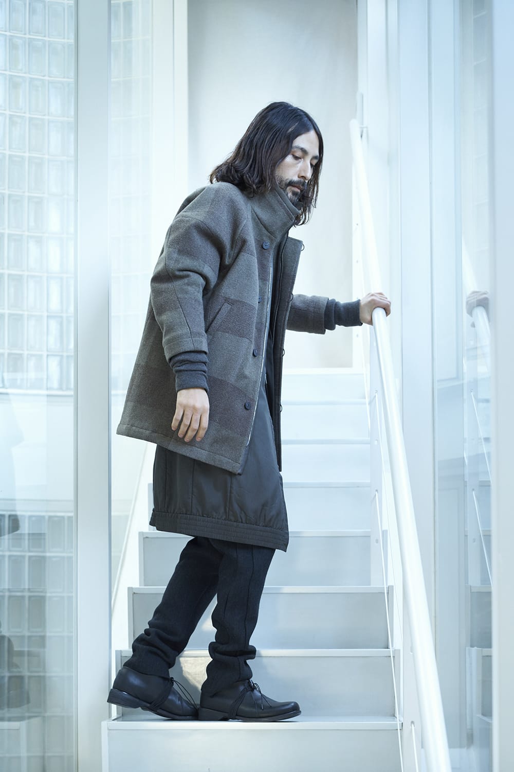 High neck jacket wool needle punch