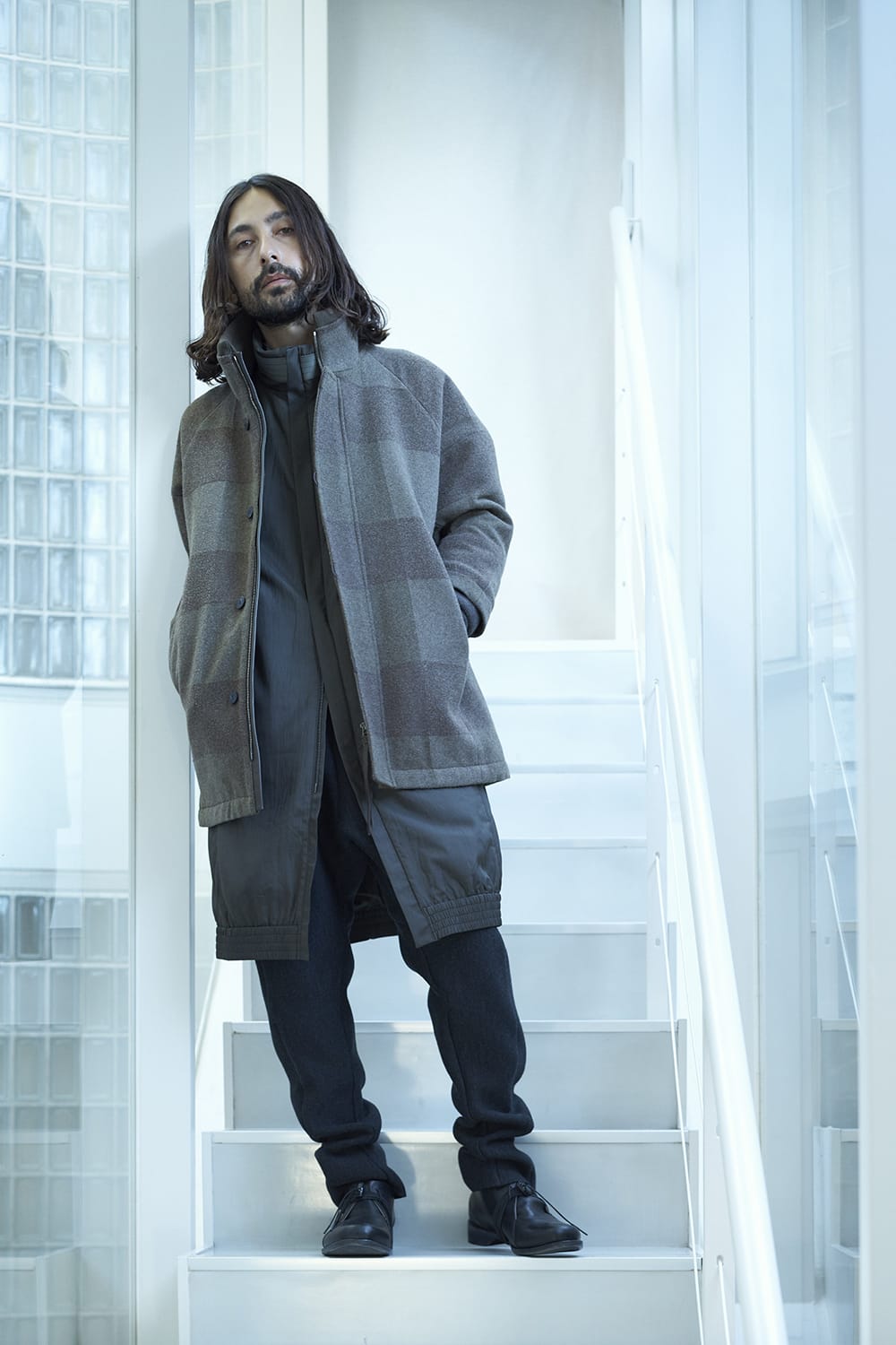 High neck jacket wool needle punch