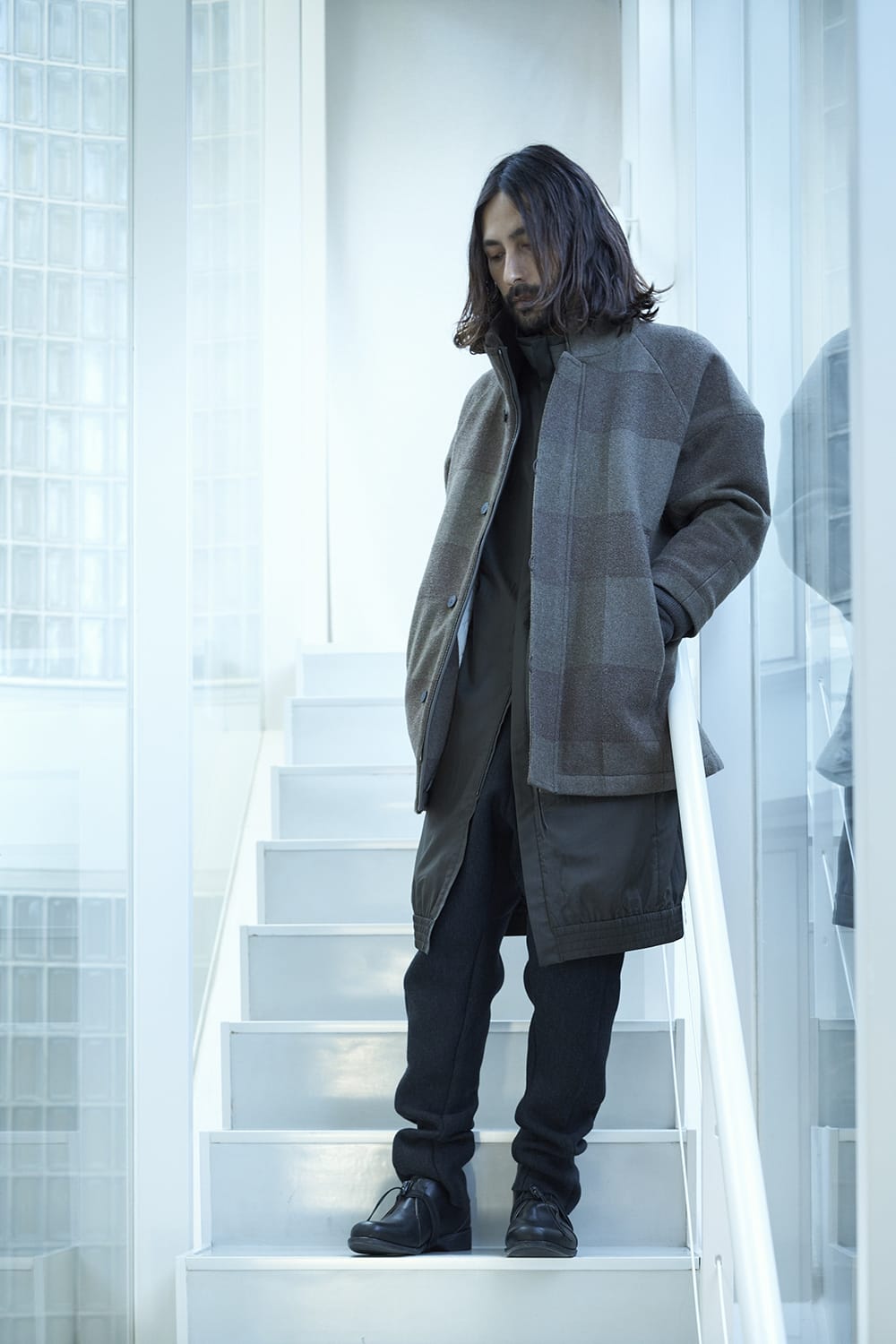 High neck jacket wool needle punch