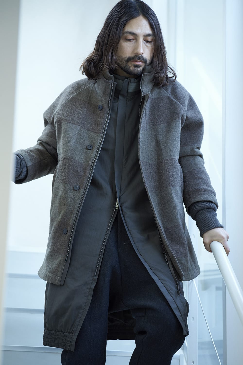 High neck jacket wool needle punch